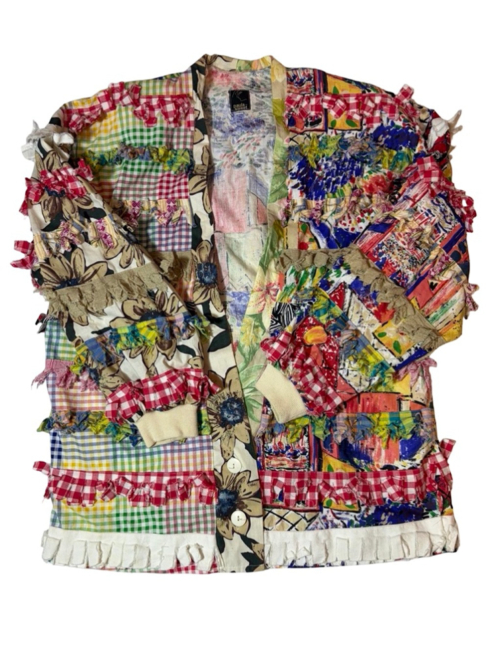 Paula Sweet Patchwork Jacket USA Boho Cottagecore Ruffle Quilt Art Coat